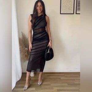 ZARA NEW‼️ WOMAN SS23 BLACK CONTRAST TULLE DRESS Size S